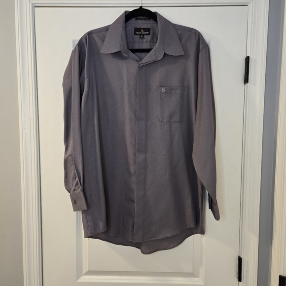 Stacy Adams Gray Long Sleeve Button Down Men's Dress Shirt Neck Size 16.5 Large - Picture 1 of 12